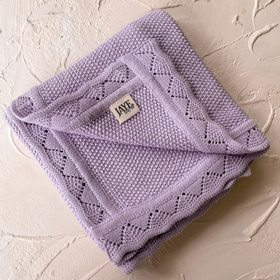 PERSONALISED KNIT BLANKET - LILAC