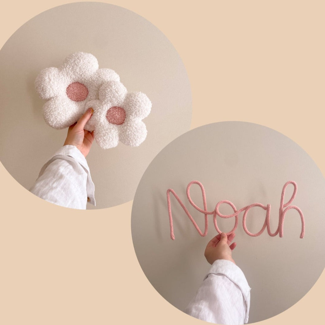 Knitted Name + White & Pink Flower Wall Pop Bundle