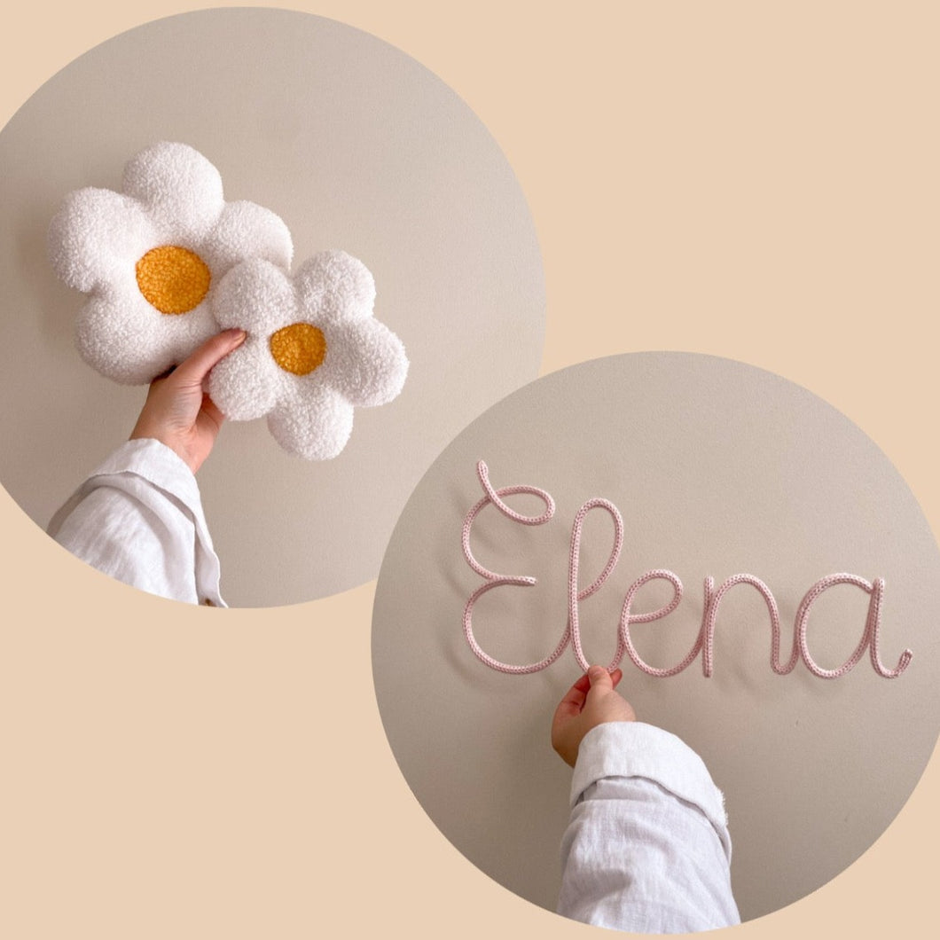 Knitted Name + White & Yellow Flower Wall Pop Bundle