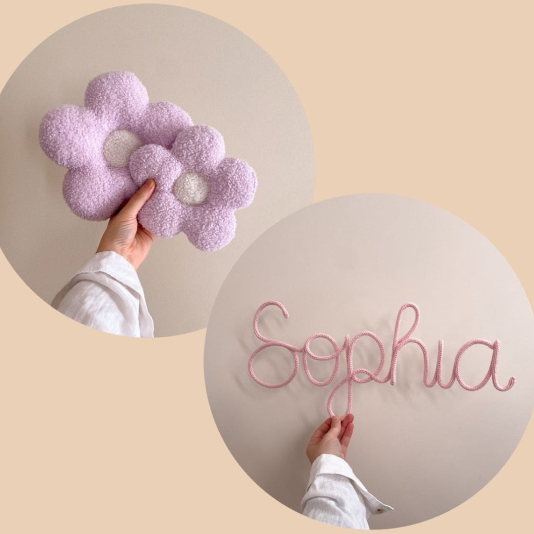 Knitted Name + Lilac Flower Wall Pop Bundle