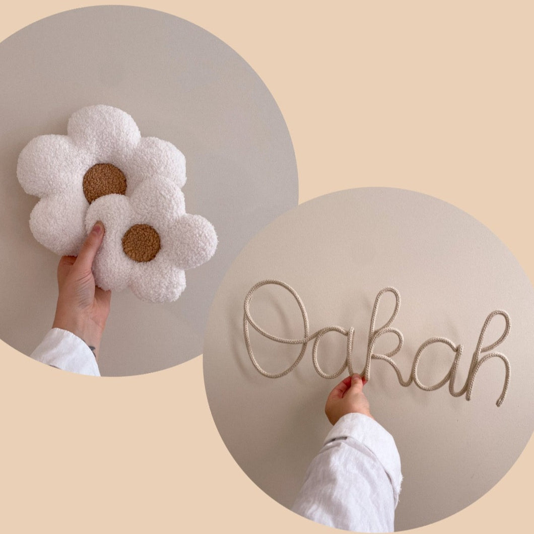 Knitted Name + White & Brown Flower Wall Pop Bundle