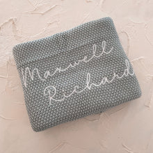Load image into Gallery viewer, PERSONALISED KNIT BLANKET - DUCK EGG
