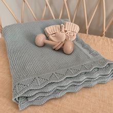 Load image into Gallery viewer, PERSONALISED KNIT BLANKET - DUCK EGG
