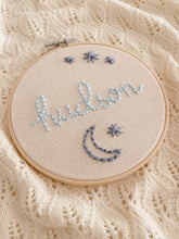 Load image into Gallery viewer, EMBROIDERED HOOP - MOON AND STARS
